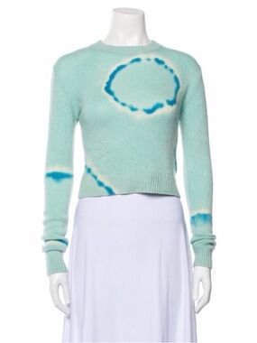The Elder Statesman  cropped Mint and Blue Tie-Dye  cashmere  Sweater